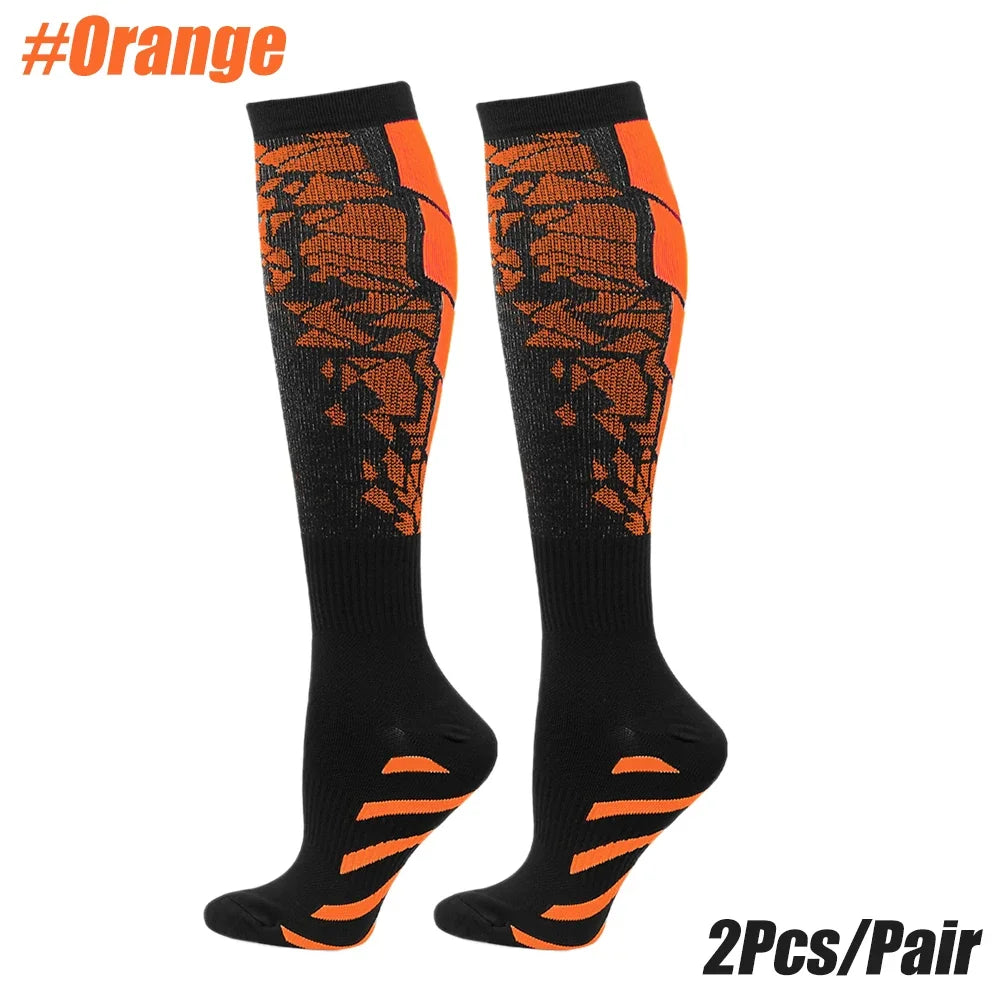 1 Pair Sports Compression Socks for Women and Men - Calf Support Socks for Running Nurses Flight Pregnancy Circulation Athletic