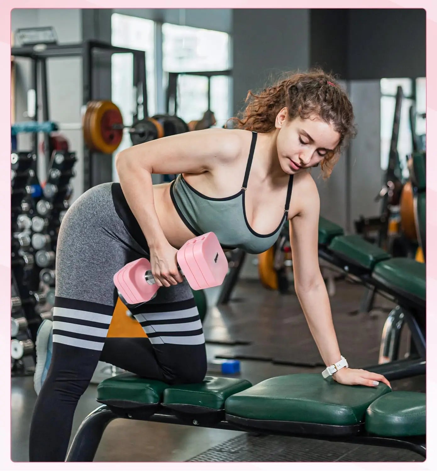 Adjustable Dumbbell Set 15-50LB Free Weights for Home Gym Workout Strength Training Men Women