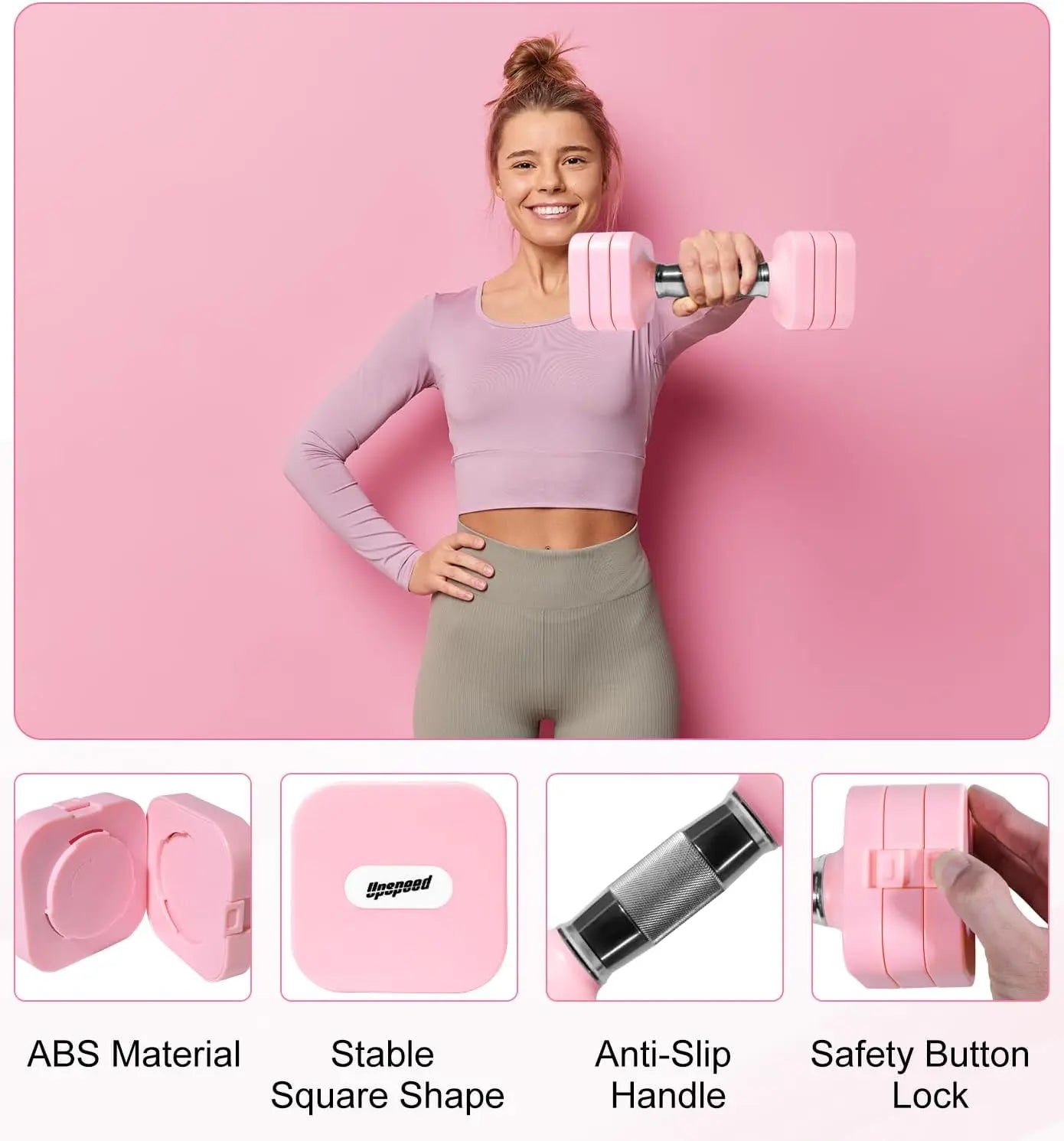 Adjustable Dumbbell Set 15-50LB Free Weights for Home Gym Workout Strength Training Men Women