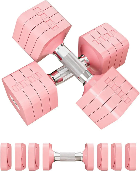Adjustable Dumbbell Set 15-50LB Free Weights for Home Gym Workout Strength Training Men Women
