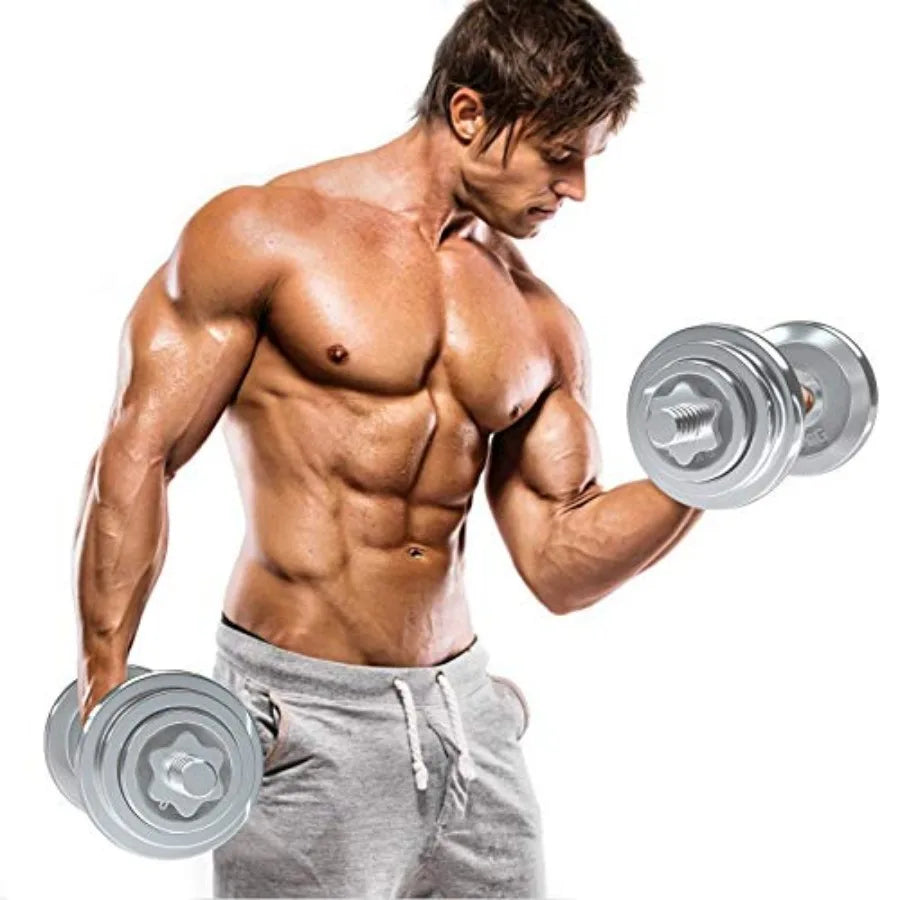 VIVITORY Fitness Dumbbells Set Adjustable Weight Sets up to 11/22/44/66/110 lbs with Metal Connecting Rod Used As Barbell Chrom